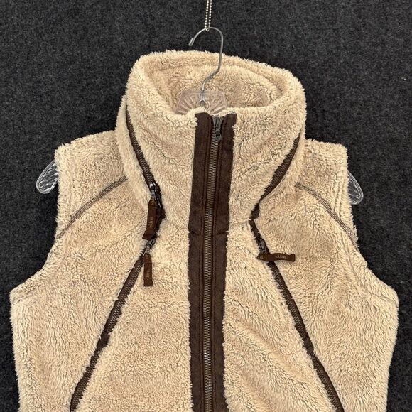 Kuhl Flight Vest Women's Medium Beige Packable Hood Fleece Sherpa Outdoor Zip - Picture 2 of 10